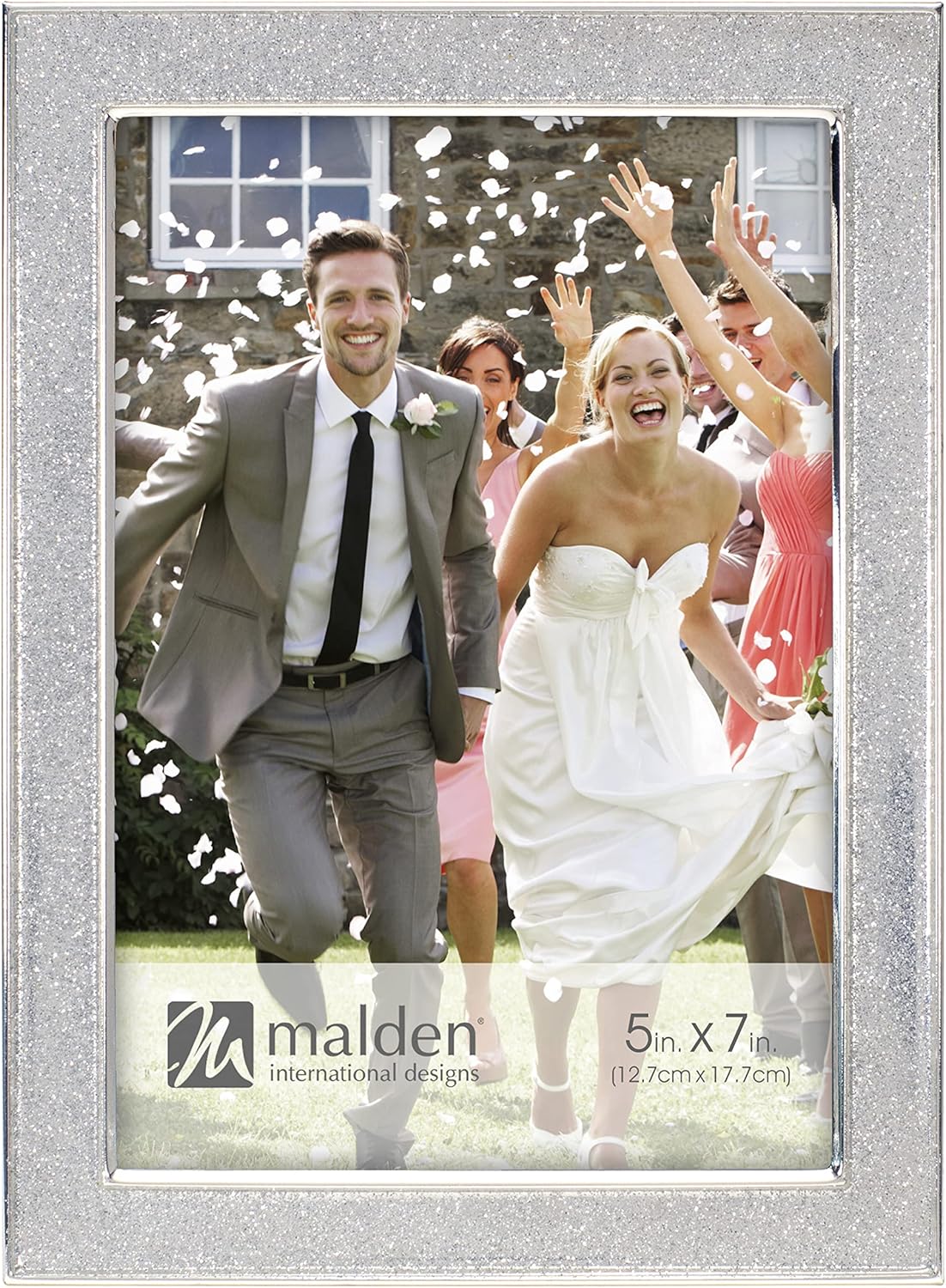 Malden International Designs 5x7 Silver Glitter Metal Picture Frame