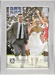 Malden International Designs 5x7 Silver Glitter Metal Picture Frame