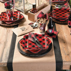 Fun Express Buffalo Plaid Square Paper Dinner Plates - Stylish Party Supplies, Perfect for Holidays and Gatherings, Durable and Decorative - 8 Pieces