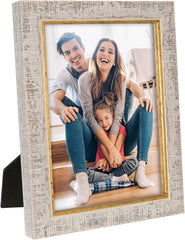 Malden International Designs 5x7 Rustic OffWhite Picture Frame With Gold Accent