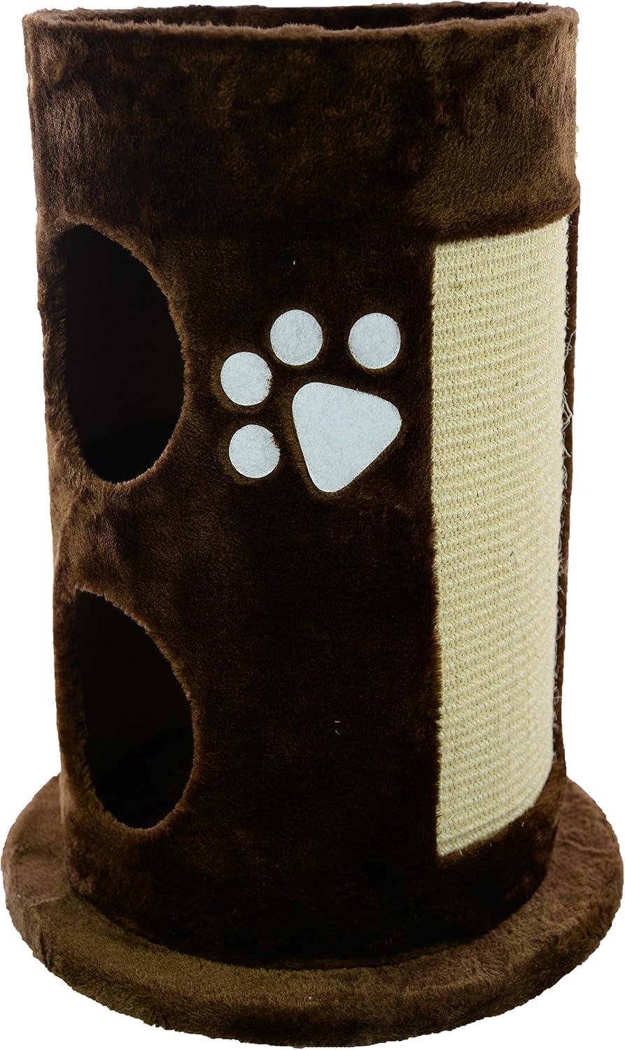 Mool Deluxe Cylinder Cat Activity Centre and Scratching Tree/ Post Pad with 2 Hidey-Holes and Viewing Platform, 58 cm, Brown