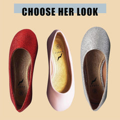 NORTY Girls Fashion Ballerina Ballet Slip On Flat Shoe Sizes Toddler to Big Kids Patent, Nubuck, Glitter