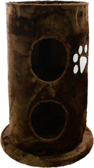 Mool Deluxe Cylinder Cat Activity Centre and Scratching Tree/ Post Pad with 2 Hidey-Holes and Viewing Platform, 58 cm, Brown