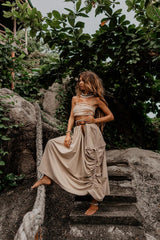 Women's Maxi Boho Skirt with Pockets Bohemian Organic Cotton Hippie Gypsy