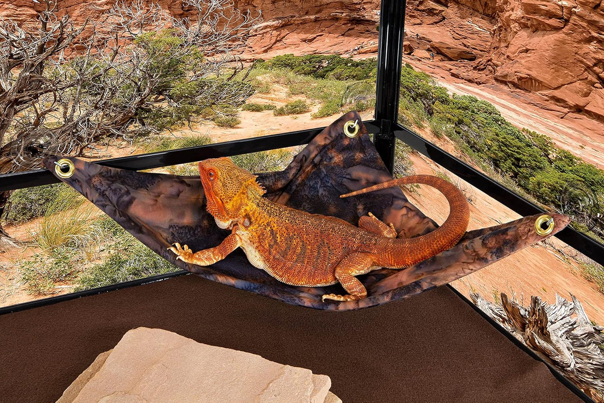 Hammock for Bearded Dragons, Brown Maroon Batik Fabric with Suction Cup Hooks