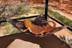 Hammock for Bearded Dragons, Brown Maroon Batik Fabric with Suction Cup Hooks
