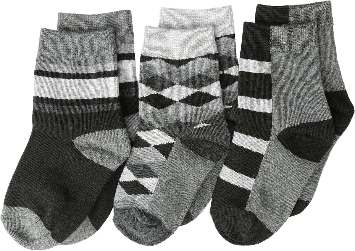 Jefferies Socks Boy's Argyle Stripe Crew 3 Pair Pack