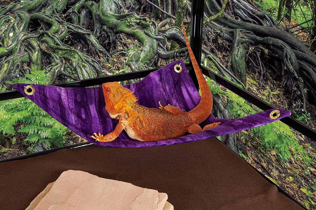 Hammock for Bearded Dragons, Purple Sawgrass Fabric with Suction Cup Hooks
