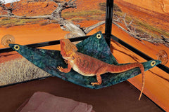 Hammock for Bearded Dragons, Bluegreen Lavendar Batik Fabric with Suction Cup Hooks