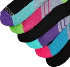 Fruit of the Loom Girls Everyday Active Cushioned No Show - 6 Pair Pack Socks, Black Assorted, 4-10 US