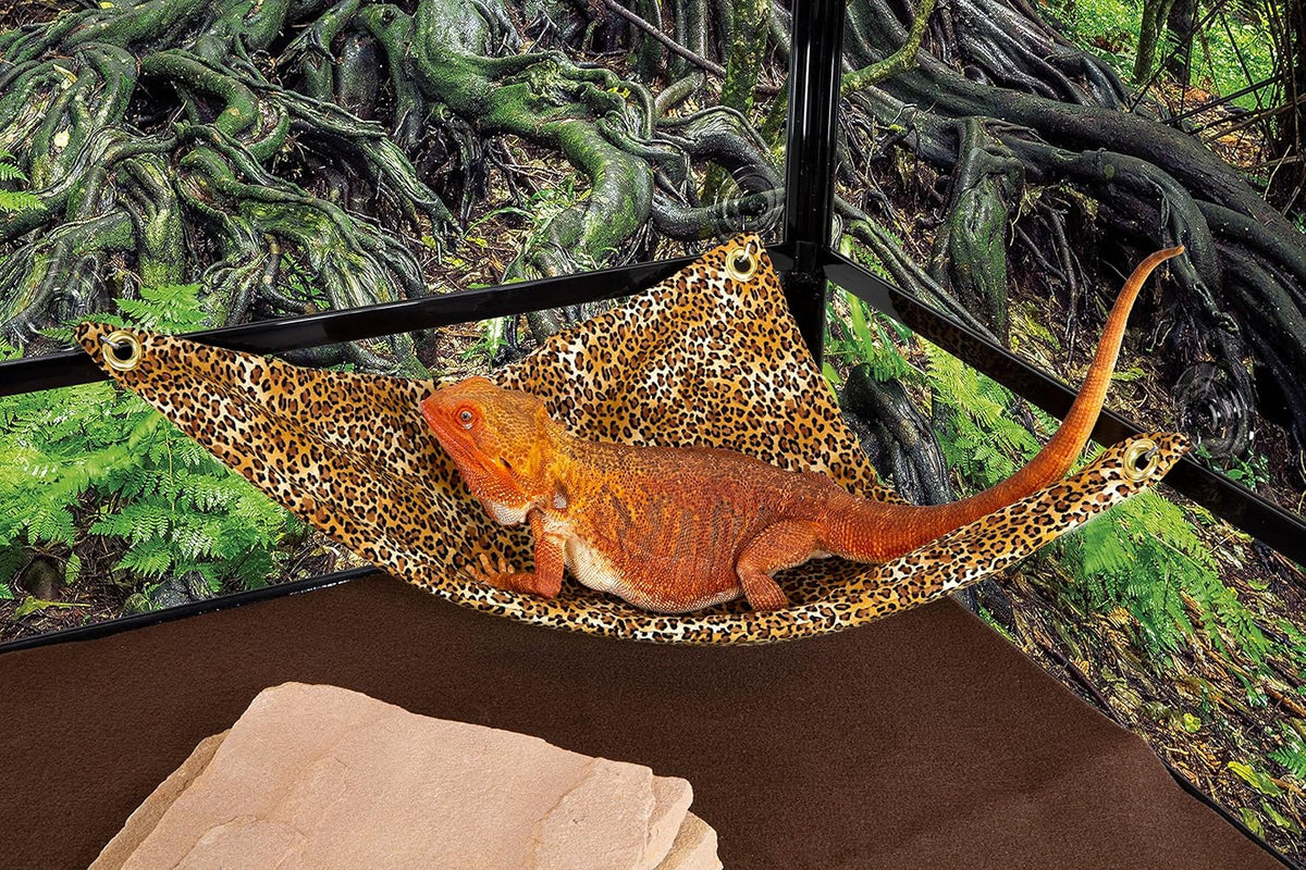 Hammock for Bearded Dragons, Leopard Dreams Fabric with Suction Cup Hooks